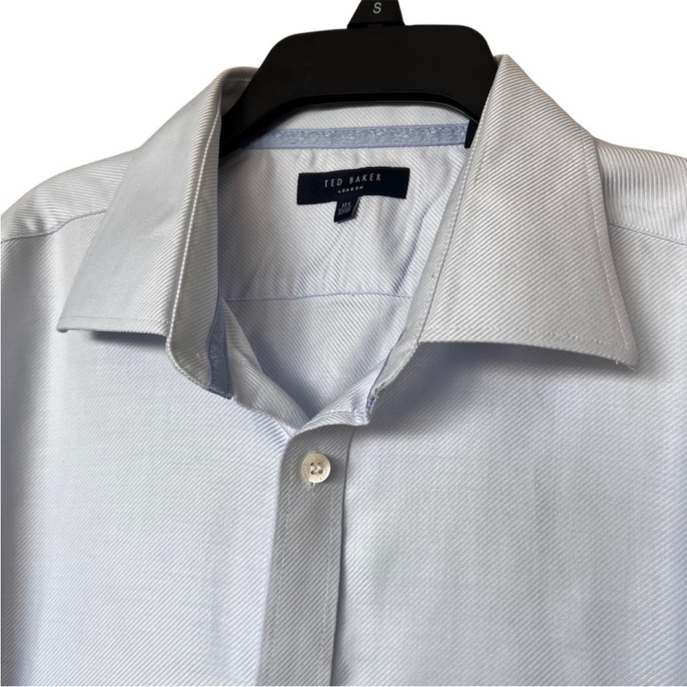 Ted Baker Light Blue Dress Shirt Size 17.5 (32/33) - Picture 8 of 11